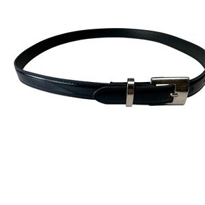 Vintage Brown Leather Belt with Silver Buckle Closure and Trim.  Size = 12.